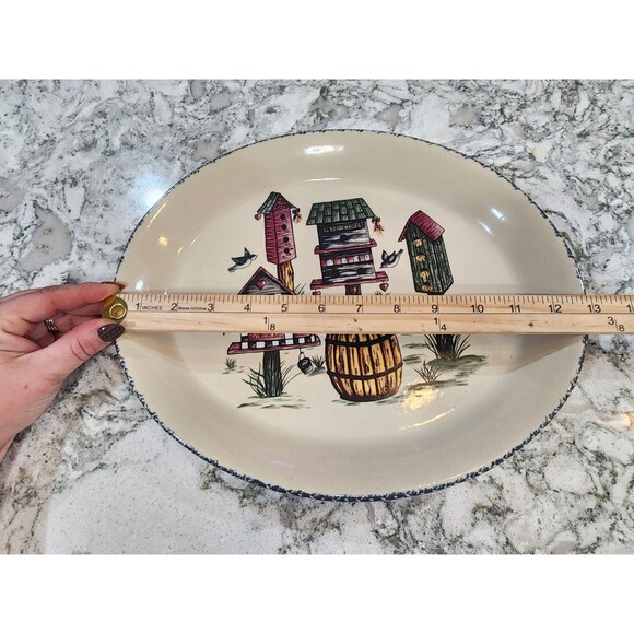 HOME & GARDEN PARTY 1999 BIRDHOUSE 13" by 11" OVAL SERVING PLATTER - Picture 3 of 5